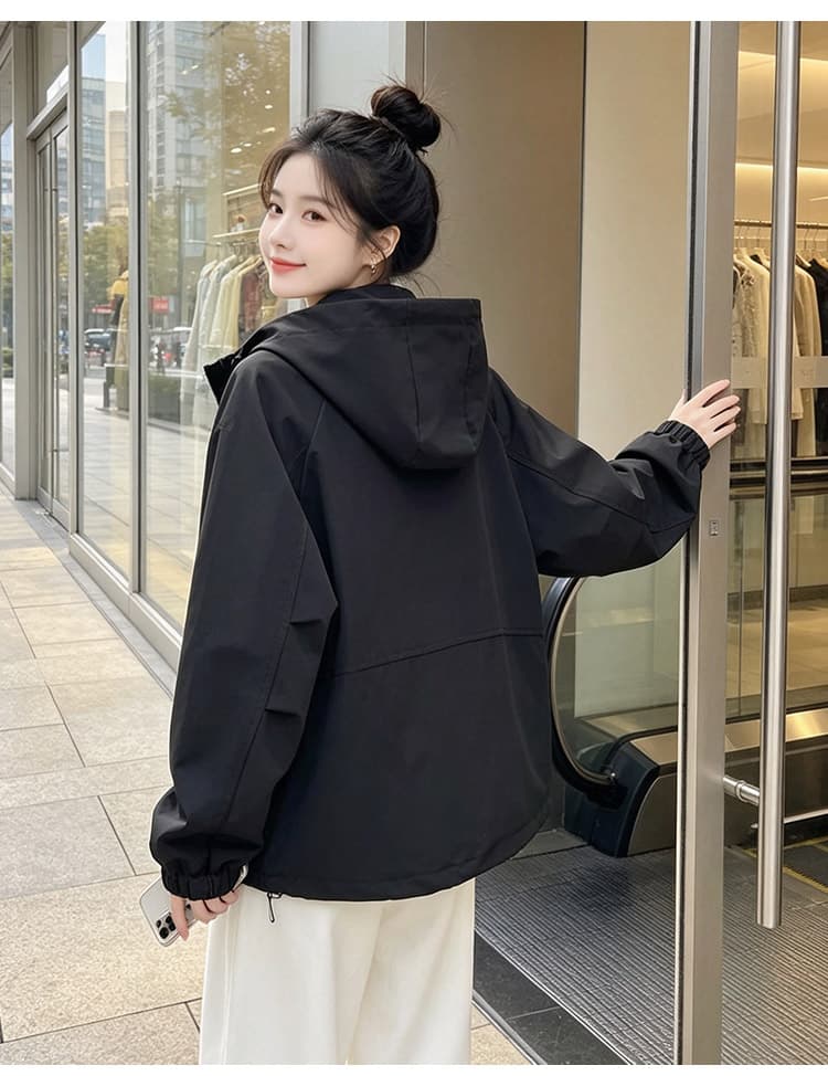 실사 후드 펌프 로프 3 차원 패치워크 루즈핏 가을 어깨 언론 버클 襟 밴딩 커프스 비스듬한 가방 삽입 방풍 재킷 섹션 상세 이미지 22