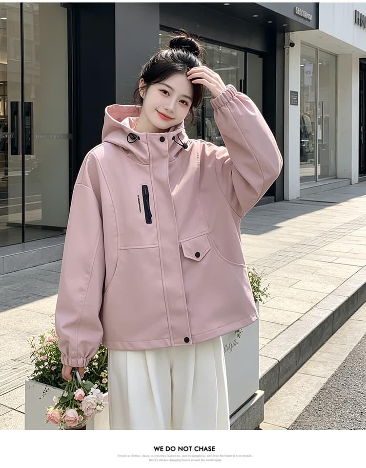 실사 후드 펌프 로프 배색 지퍼 열기 루즈핏 가을 어깨 소매 밴딩 커프스 스냅 단추 플립 커버 밑단 펌프 로프 섹션 상세 이미지 20