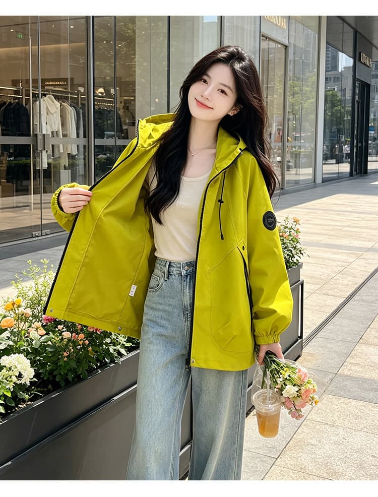 실사 기능 바람 후드 펌프 로프 방풍 언론 버클 襟 배색 지퍼 서있는 사려 깊은 가방 가을 어깨 밴딩 완장 섹션 상세 이미지 16