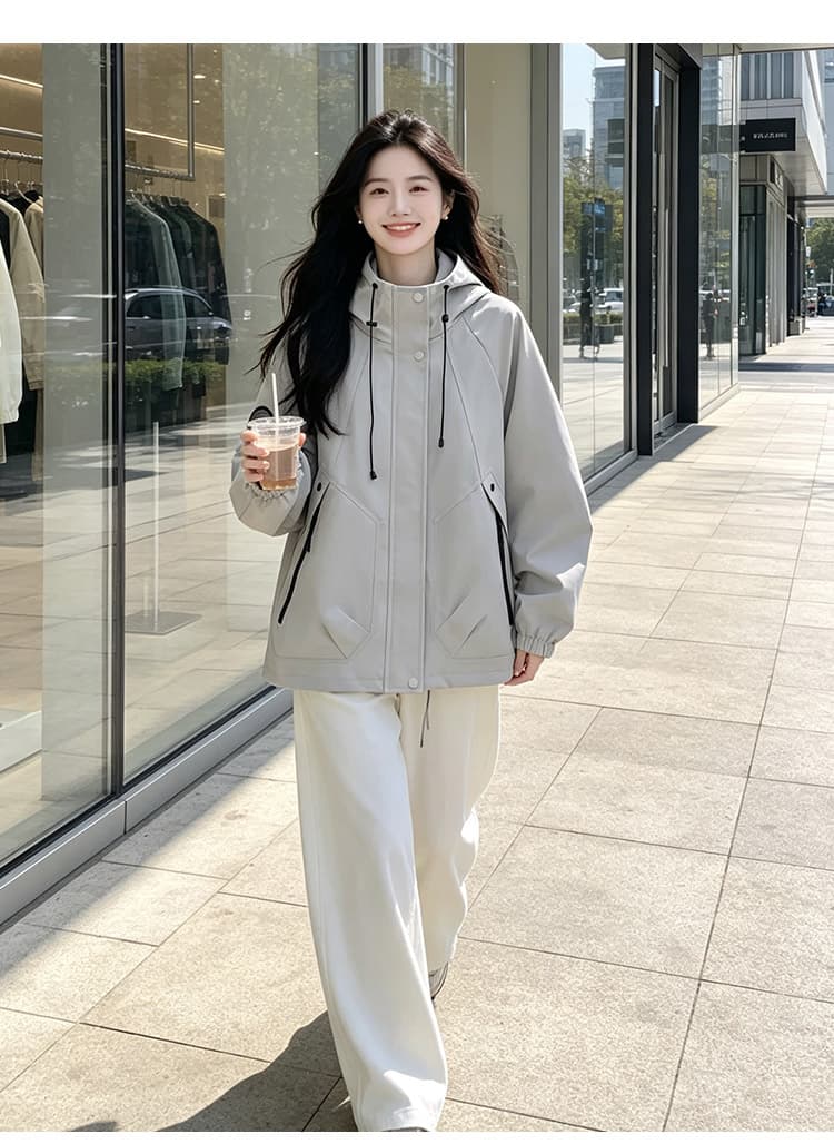 실사 기능 바람 후드 펌프 로프 방풍 언론 버클 襟 배색 지퍼 서있는 사려 깊은 가방 가을 어깨 밴딩 완장 섹션 상세 이미지 26