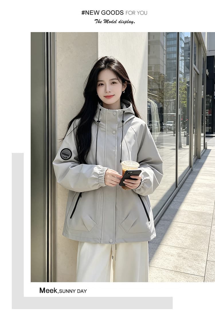 실사 기능 바람 후드 펌프 로프 방풍 언론 버클 襟 배색 지퍼 서있는 사려 깊은 가방 가을 어깨 밴딩 완장 섹션 상세 이미지 29