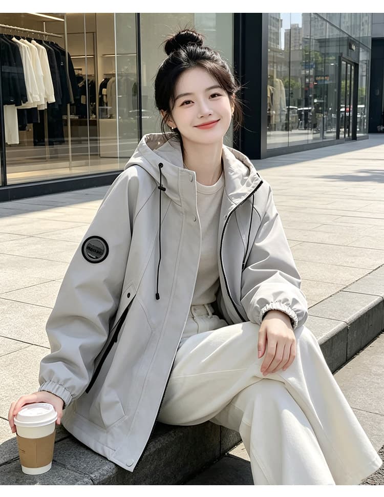 실사 기능 바람 후드 펌프 로프 방풍 언론 버클 襟 배색 지퍼 서있는 사려 깊은 가방 가을 어깨 밴딩 완장 섹션 상세 이미지 31