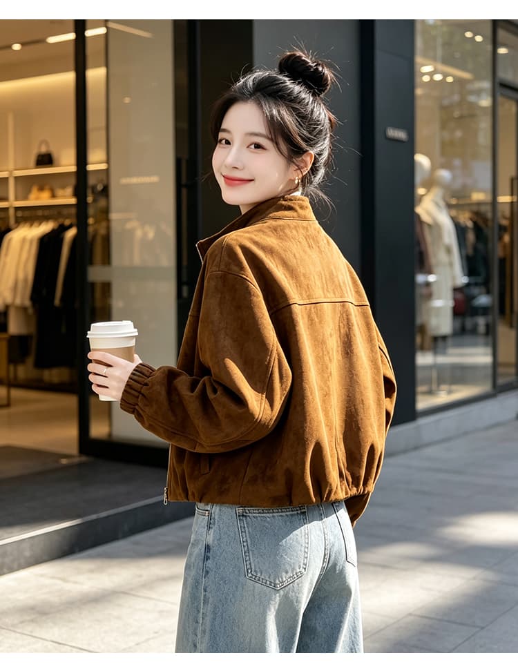 실사 레트로 캐주얼 후드 펌프 로프 언론 버클 襟 루즈핏 가을 어깨 긴팔 플립 커버 주머니 밴딩 커프스 재킷 상세 이미지 15