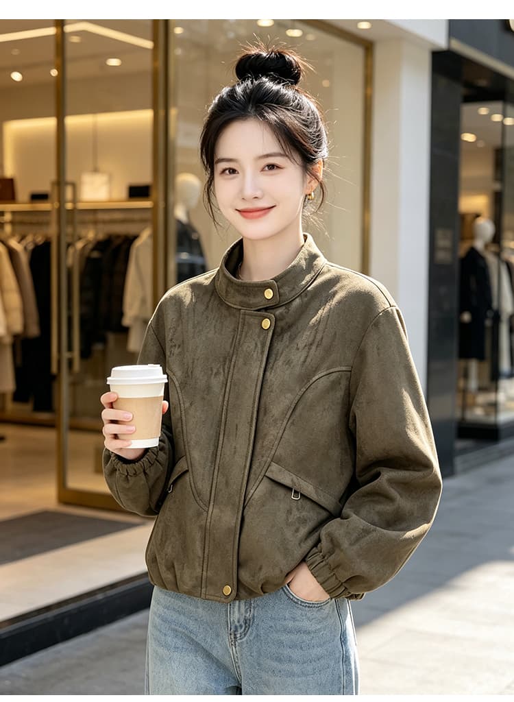 실사 레트로 캐주얼 후드 펌프 로프 언론 버클 襟 루즈핏 가을 어깨 긴팔 플립 커버 주머니 밴딩 커프스 재킷 상세 이미지 28