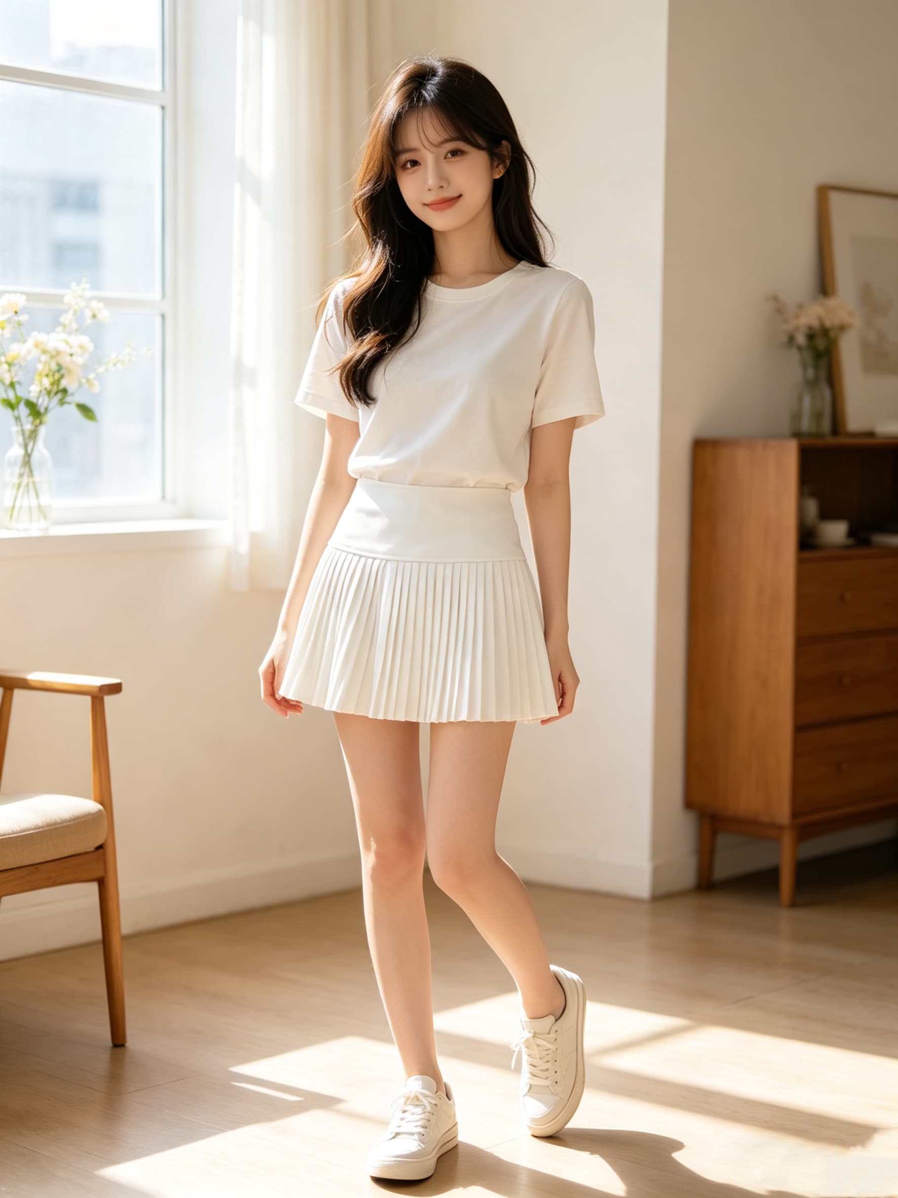 여름 새로운 학원 스타일 반신 스커트 여성 플리츠 스커트 A라인 스커트 상세 이미지 3