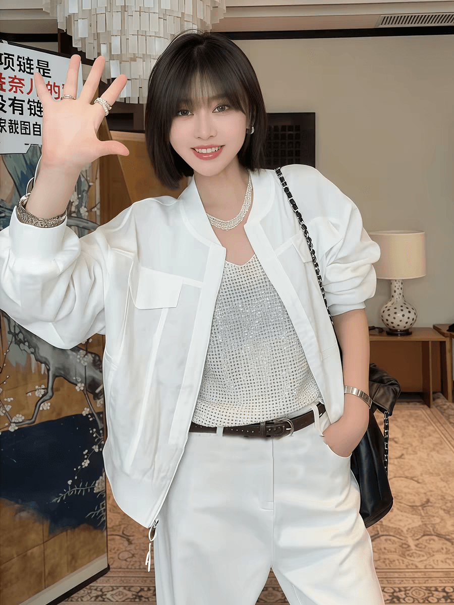 마이크로 지방 mm 빛 럭셔리 고급 센스 스탠드 칼라 지퍼 재킷 여성 코트 디자인 센스 캐주얼 다용도 슬림해 보이는 루즈핏 맨위 이미지 4