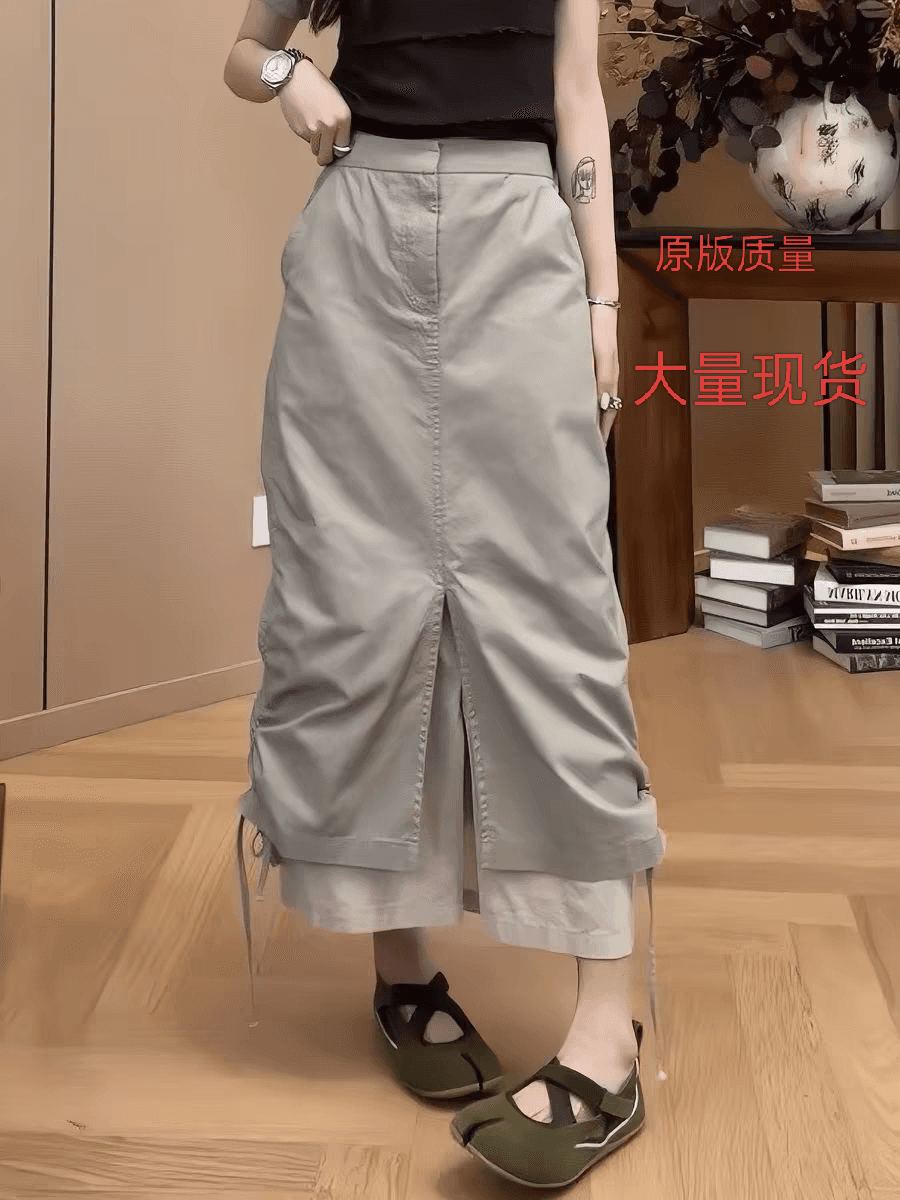 작은 조용한 잠시 펌프 로프 트임 워크웨어 치마 2026 여름 새로운 다용도 반신 스커트