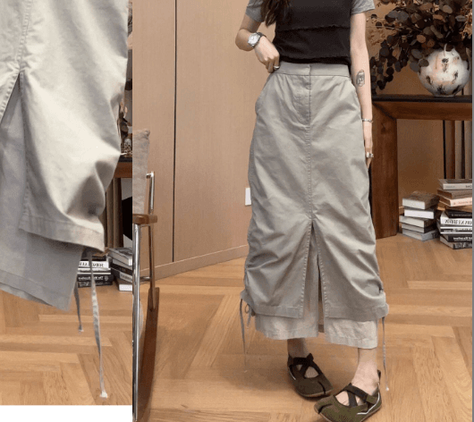 작은 조용한 잠시 펌프 로프 트임 워크웨어 치마 2026 여름 새로운 다용도 반신 스커트 상세 이미지 4
