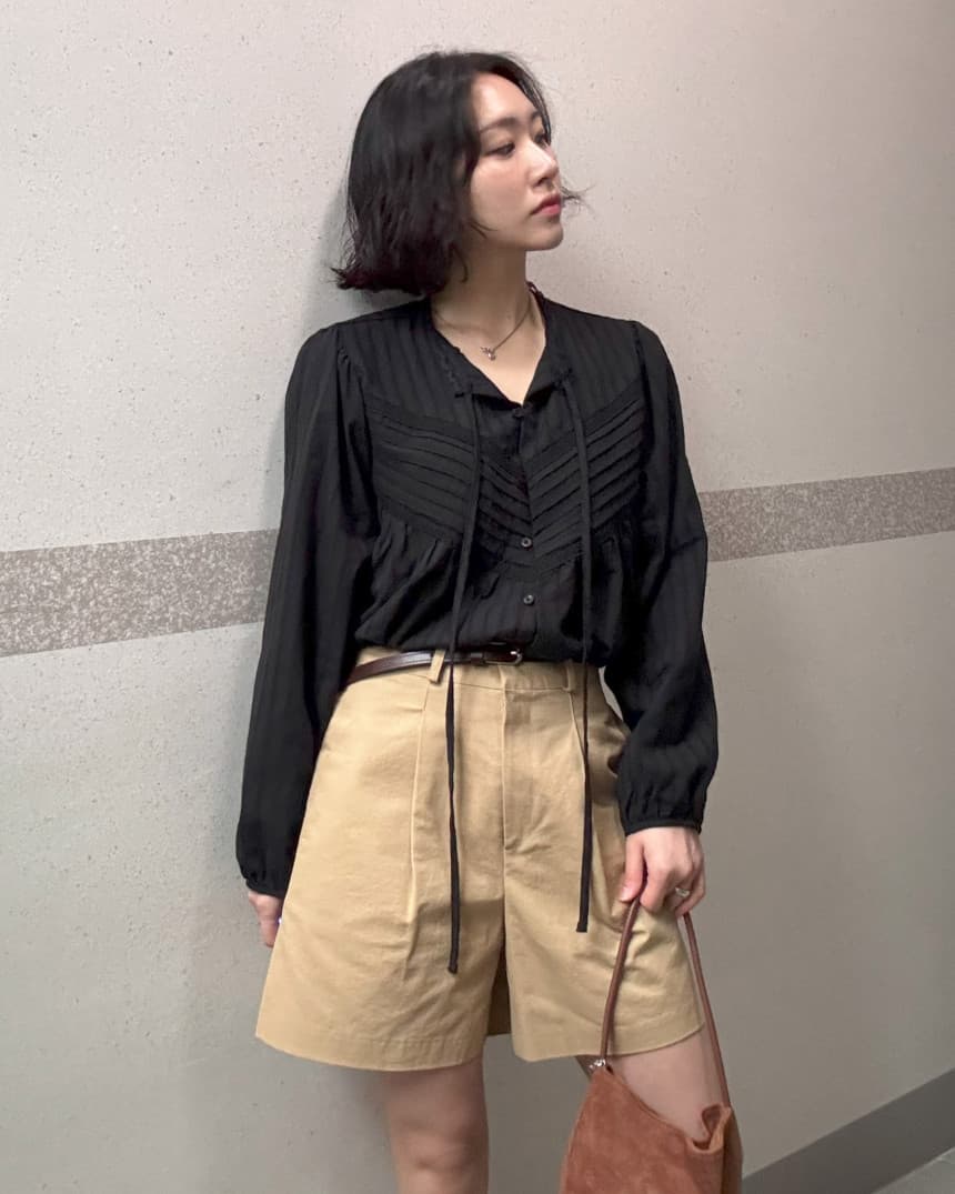 재고 있음 korea 레트로 문예 레이스 조각 v 종류 명중 기사 장식 리본 단색 긴팔 맨위 여성 셔츠 상세 이미지 29