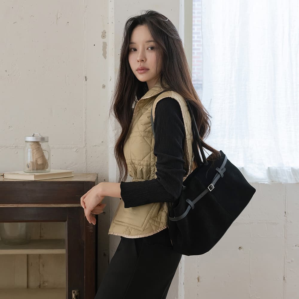 재고 있음 korea 무거운 작업 누비 이불의 재료 자수 폴로 칼라 민소매 어깨 외부 가져 가라. 보온 솜을 넣은 조끼 재킷 벨트 포함 상세 이미지 6