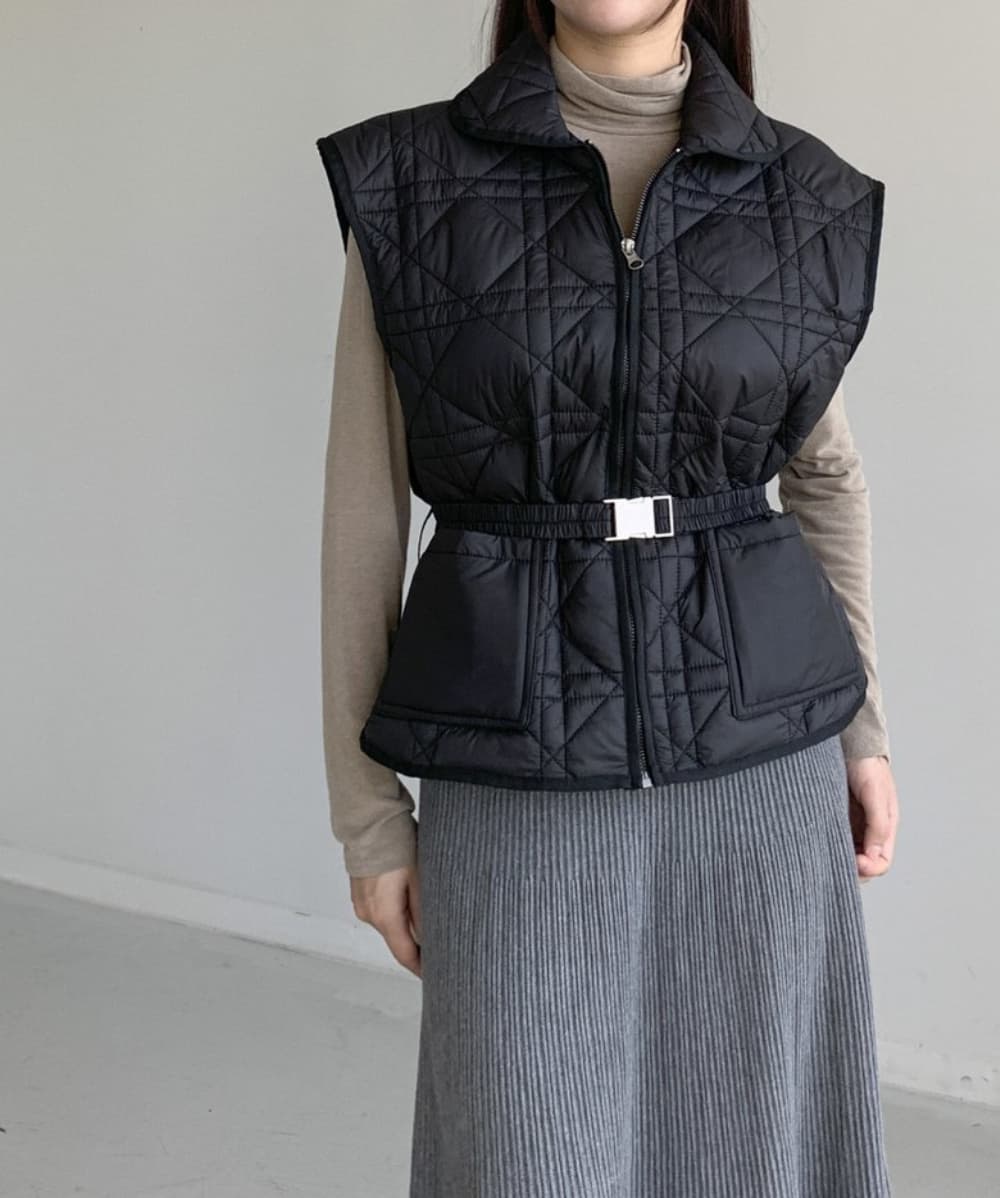 재고 있음 korea 무거운 작업 누비 이불의 재료 자수 폴로 칼라 민소매 어깨 외부 가져 가라. 보온 솜을 넣은 조끼 재킷 벨트 포함 상세 이미지 17