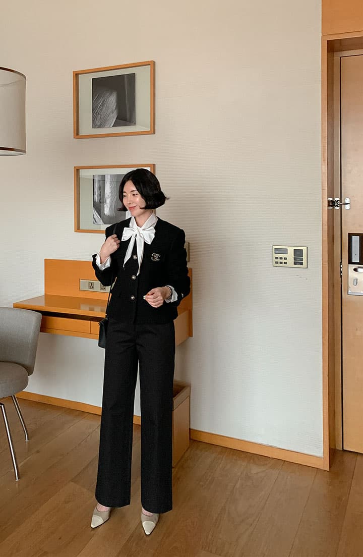 재고 있음 korea 한 부서 우아함 절묘한 여성 주님 패션 디자인 센스 리본 칼라 레이스업 품격 긴팔 셔츠 상세 이미지 29