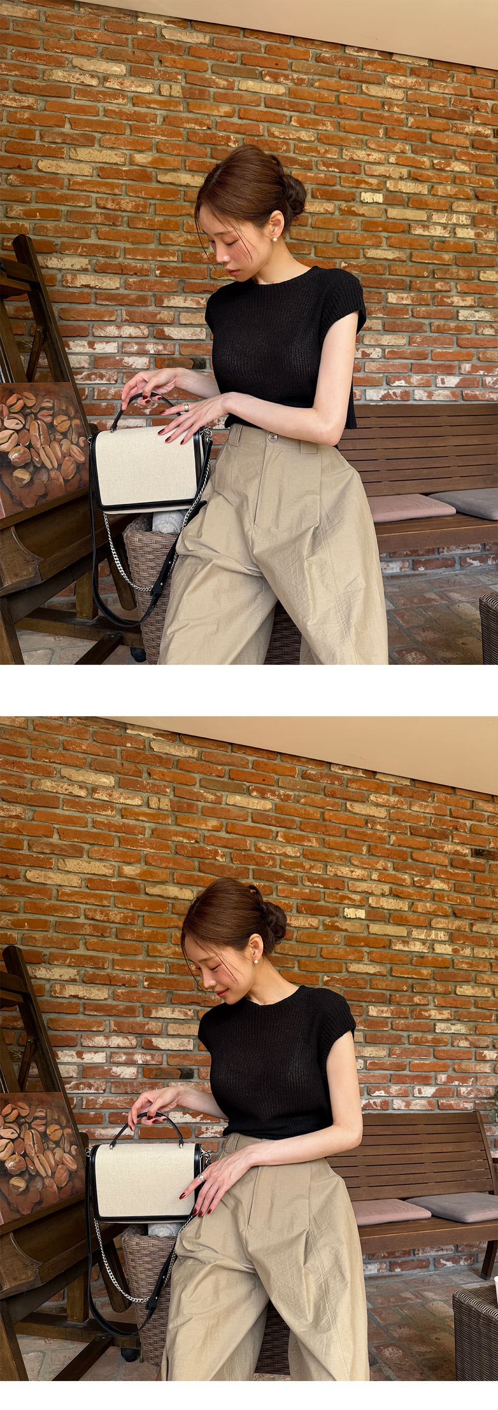재고 있음 korea 디자인 센스 작은 대중 부드러운 바람 등 허리 작은 심장 기계 스트랩 허리 수축 반팔 니트 스웨터 여자 상세 이미지 19