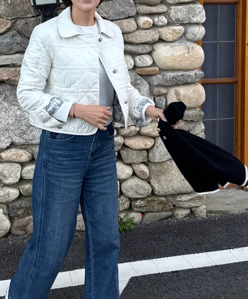 재고 있음 korea 무거운 작업 레트로 무늬 인사이드 폴로 칼라 품격 링 그리드 작은 샤넬 스타일 솜을 넣은 재킷 양성 및 음성 웨어러블 상세 이미지 1