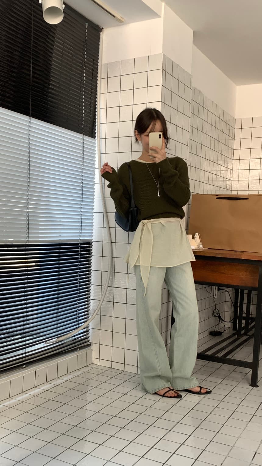 재고 있음 korea 한 부서 부드러운 바람 마이크로 ~을 통해 질감 센스 느긋한 반팔 쉬폰 셔츠 경기 이중 용도 리본 상세 이미지 27