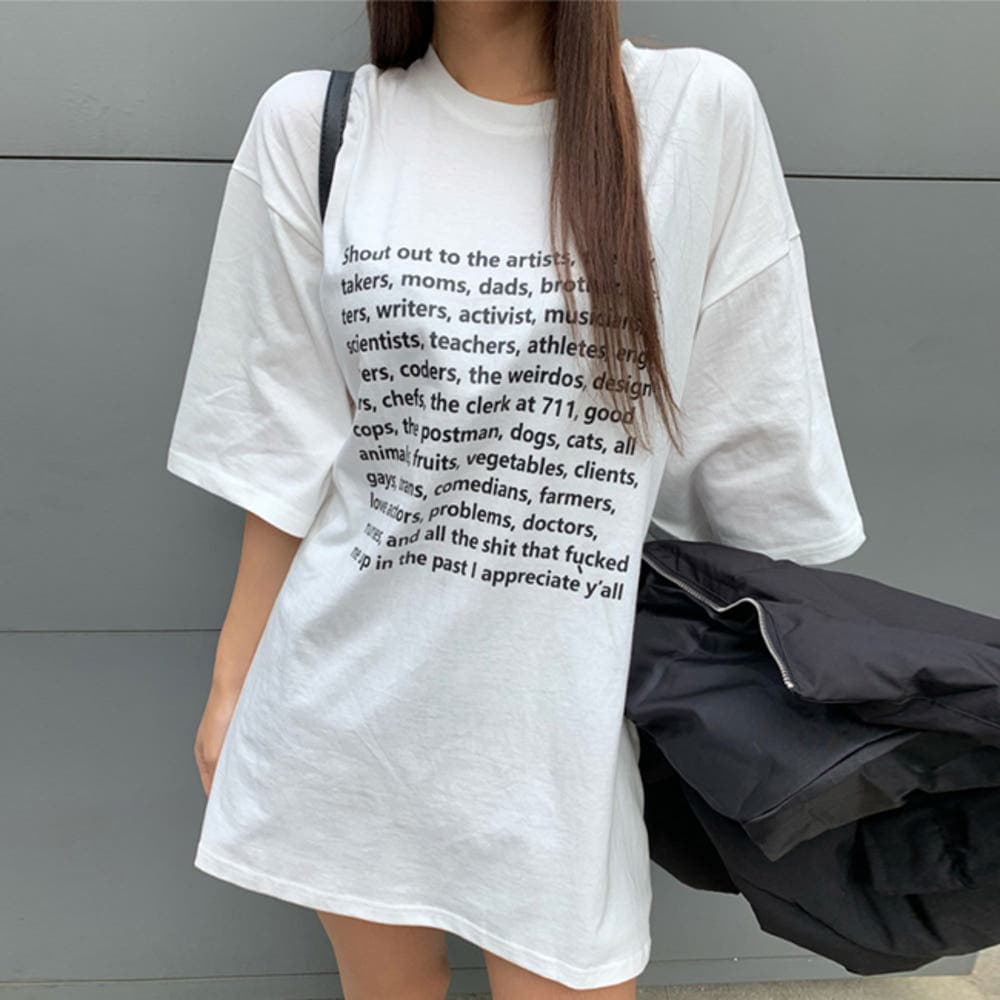 재고 있음 korea 달콤한 차가운 ins 보 주님 루즈핏 작은 심장 기계 배색 알파벳 프린트 남녀 편안함 반팔 티셔츠 상세 이미지 1