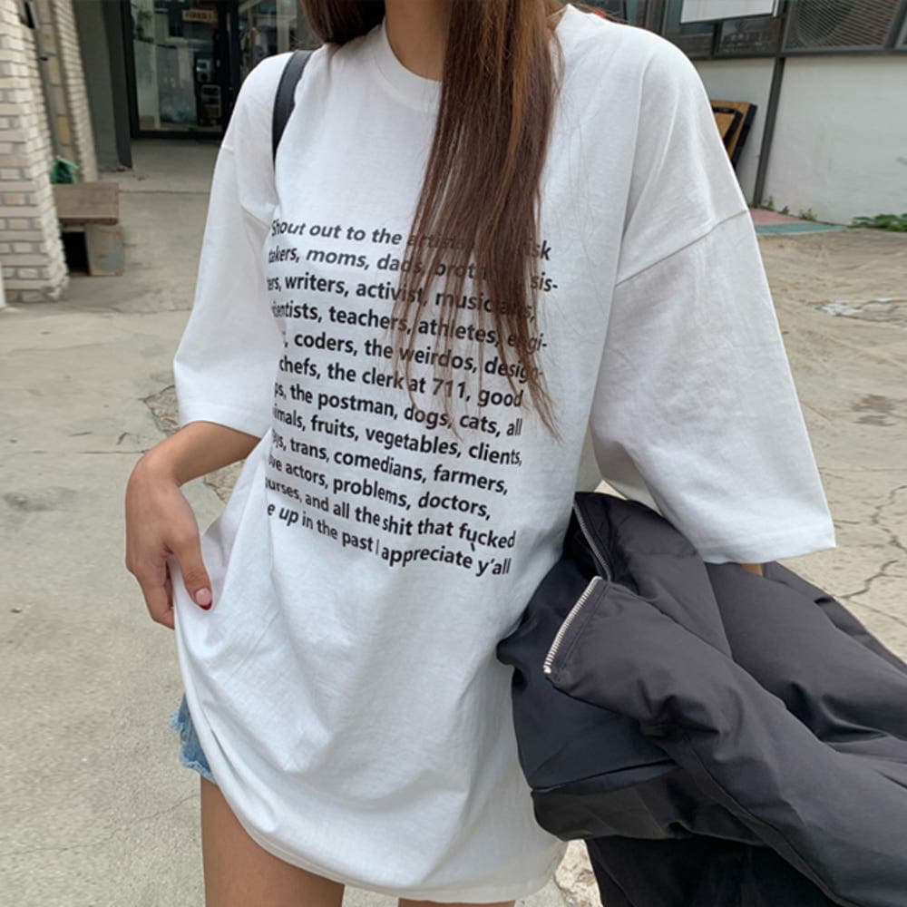 재고 있음 korea 달콤한 차가운 ins 보 주님 루즈핏 작은 심장 기계 배색 알파벳 프린트 남녀 편안함 반팔 티셔츠 상세 이미지 2