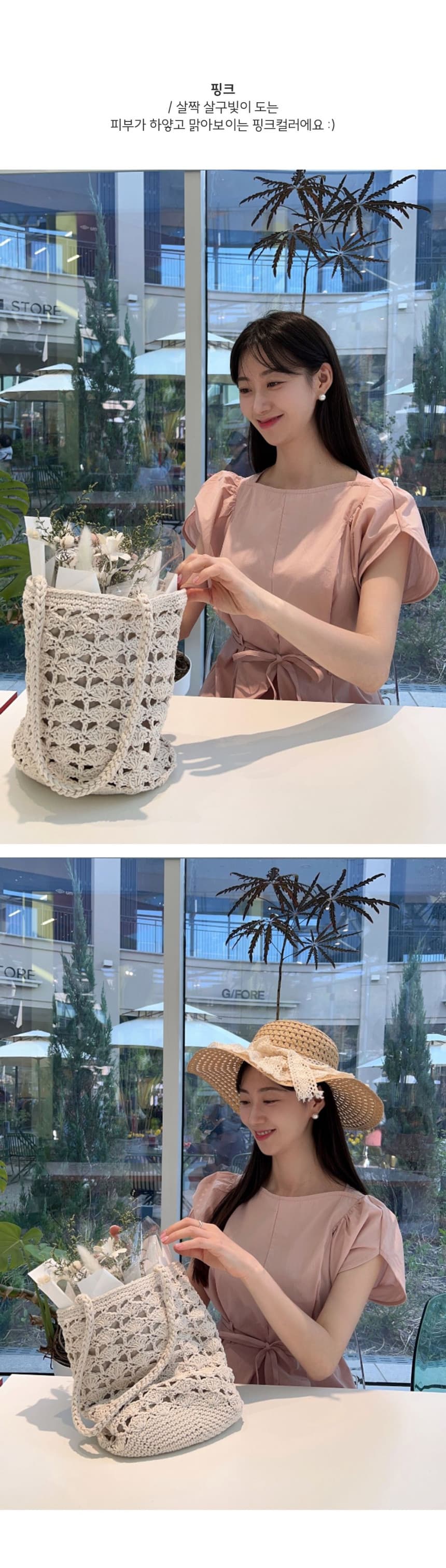 재고 있음 korea 레트로 달콤함 조개 소매 꼬집기 허리 끈 빛 요리 한 바람 품격 반팔 드레스 벨트 포함 상세 이미지 2