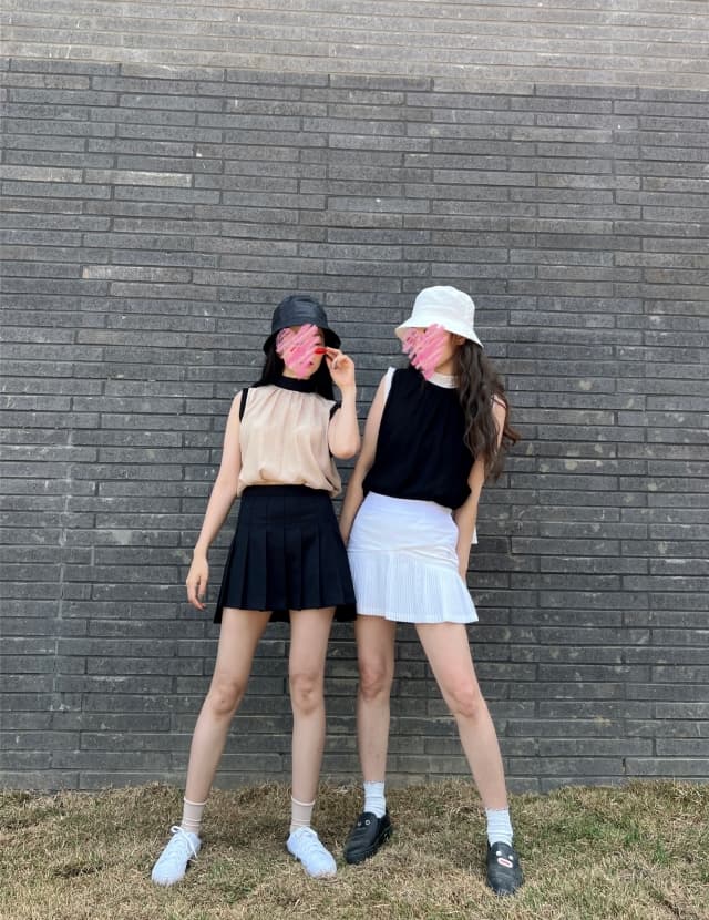 재고 있음 korea 절묘한 배색 똑똑한 뒤로 특대 사이즈 나비 매듭 리본 민소매 라운드 넥 조끼 섹션 맨위 상세 이미지 6