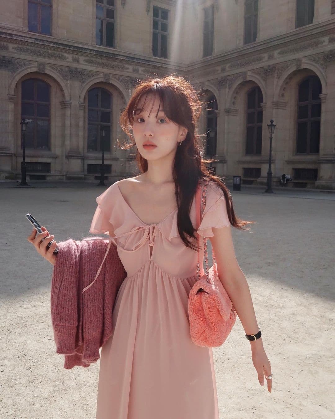 재고 있음 korea 첫사랑 하얀 달빛 분말 부드러운 프릴 연령 감소 작은 섹시함 순수한 욕망 바람 반팔 드레스 상세 이미지 2