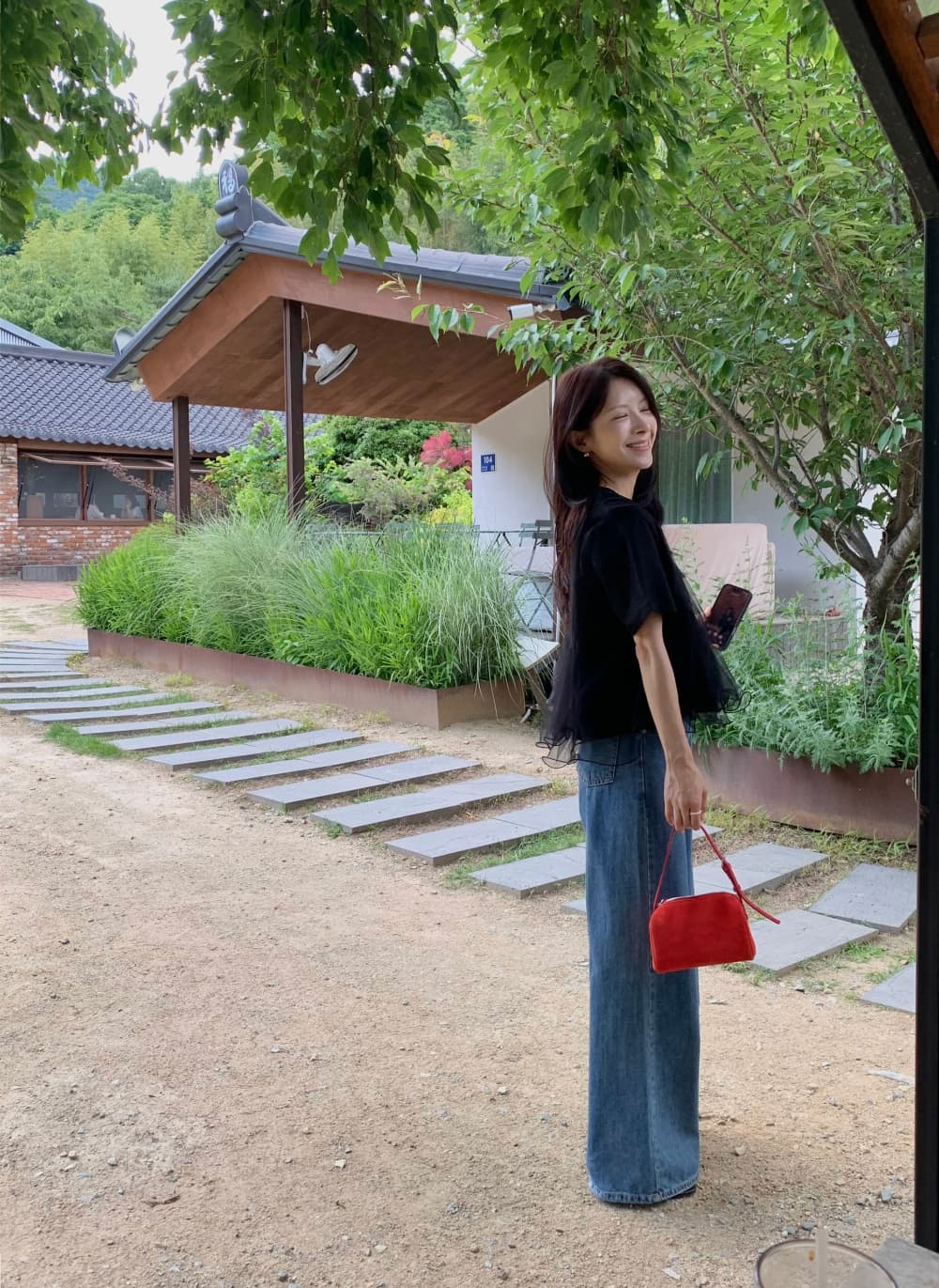 korea 한 부서 다용도 작은 대중 디자인 센스 루즈핏 한 마디 인형 셔츠 물결무늬 망사 패치워크 반팔 티셔츠 상세 이미지 29
