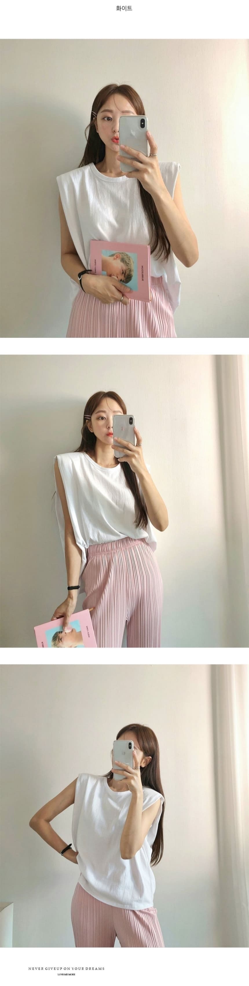 재고 있음 cherry 디자인 섹션 가스 필드 여성 주님 어깨 패드 고급 출퇴근 품격 다용도 순면 민소매 조끼 티셔츠 상세 이미지 5