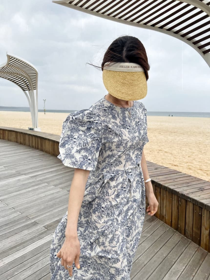 재고 있음 cherry 배색 연령 감소 캐주얼 여행 휴가 바람 이중층 꽃밭 소매 한 마디 큰 진자 종류 드레스 상세 이미지 11