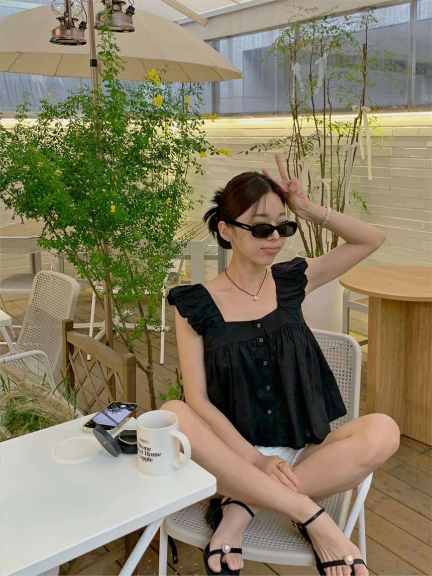 재고 있음 cherry 부드러운 멩 연령 감소 달콤함 구름 넓은 어깨 민소매 맨위 작은 청신 조끼 전후 둘 착용 상세 이미지 1