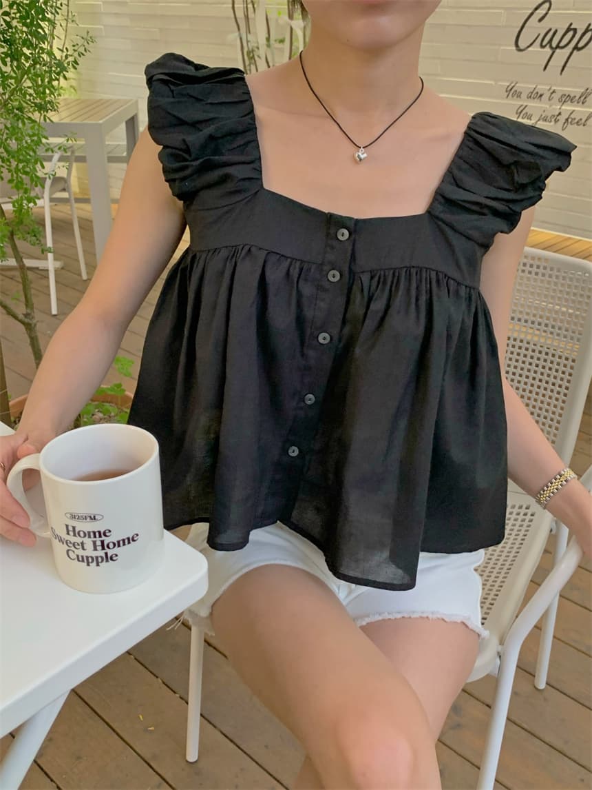 재고 있음 cherry 부드러운 멩 연령 감소 달콤함 구름 넓은 어깨 민소매 맨위 작은 청신 조끼 전후 둘 착용 상세 이미지 4