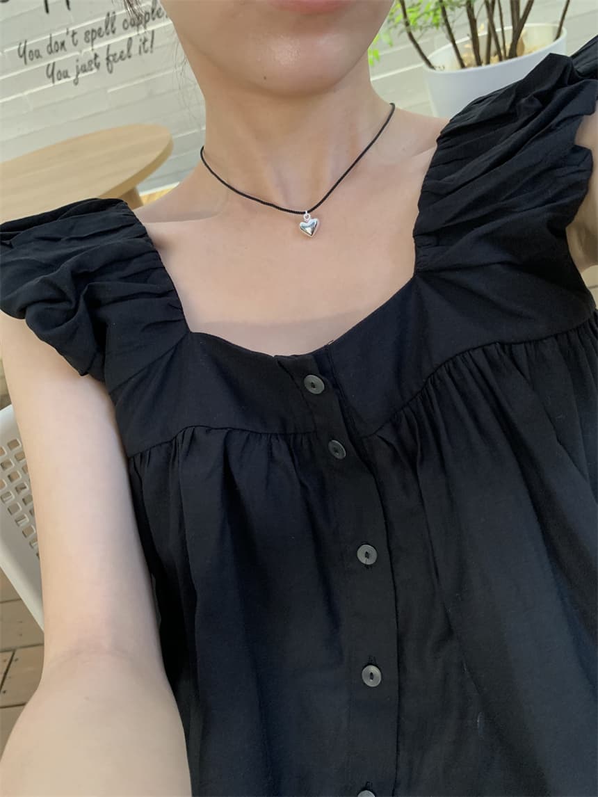재고 있음 cherry 부드러운 멩 연령 감소 달콤함 구름 넓은 어깨 민소매 맨위 작은 청신 조끼 전후 둘 착용 상세 이미지 6