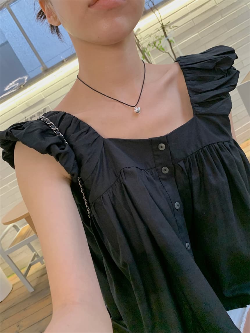 재고 있음 cherry 부드러운 멩 연령 감소 달콤함 구름 넓은 어깨 민소매 맨위 작은 청신 조끼 전후 둘 착용 상세 이미지 7