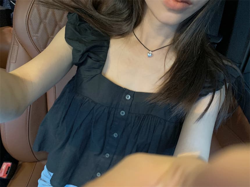 재고 있음 cherry 부드러운 멩 연령 감소 달콤함 구름 넓은 어깨 민소매 맨위 작은 청신 조끼 전후 둘 착용 상세 이미지 11