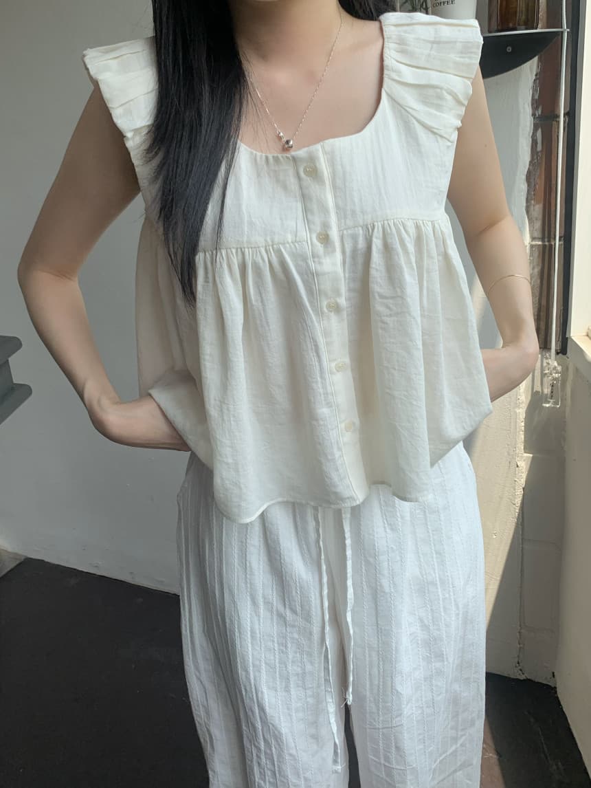 재고 있음 cherry 부드러운 멩 연령 감소 달콤함 구름 넓은 어깨 민소매 맨위 작은 청신 조끼 전후 둘 착용 상세 이미지 15