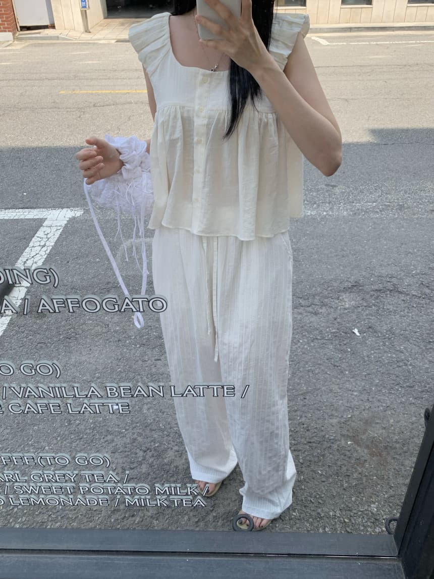 재고 있음 cherry 부드러운 멩 연령 감소 달콤함 구름 넓은 어깨 민소매 맨위 작은 청신 조끼 전후 둘 착용 상세 이미지 18