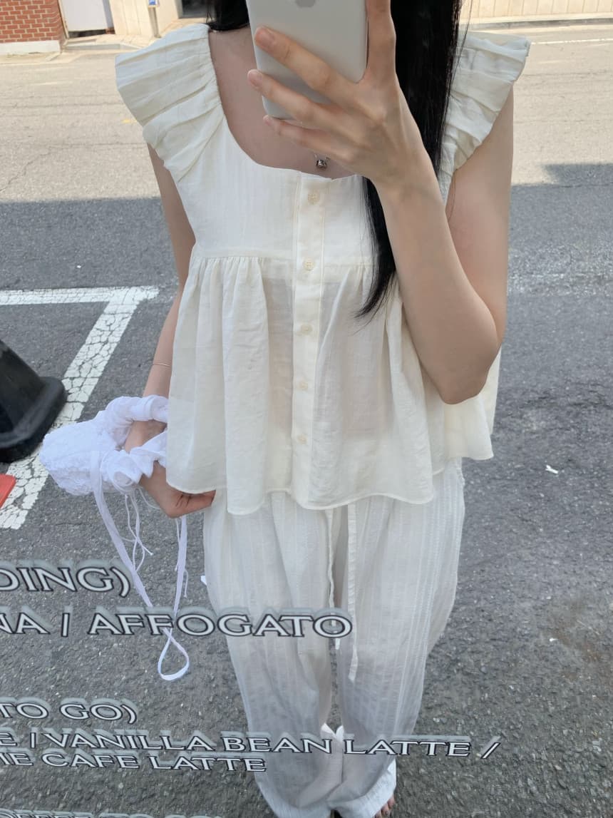 재고 있음 cherry 부드러운 멩 연령 감소 달콤함 구름 넓은 어깨 민소매 맨위 작은 청신 조끼 전후 둘 착용 상세 이미지 19