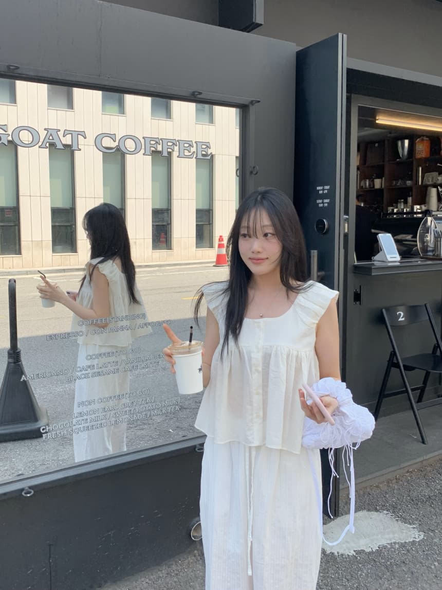 재고 있음 cherry 부드러운 멩 연령 감소 달콤함 구름 넓은 어깨 민소매 맨위 작은 청신 조끼 전후 둘 착용 상세 이미지 21
