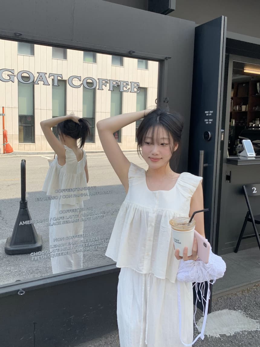 재고 있음 cherry 부드러운 멩 연령 감소 달콤함 구름 넓은 어깨 민소매 맨위 작은 청신 조끼 전후 둘 착용 상세 이미지 22