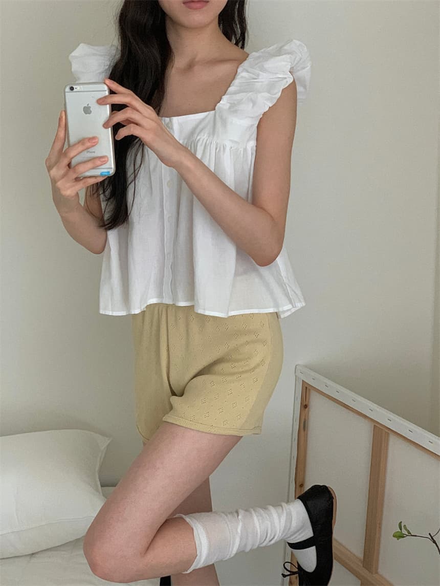 재고 있음 cherry 부드러운 멩 연령 감소 달콤함 구름 넓은 어깨 민소매 맨위 작은 청신 조끼 전후 둘 착용 상세 이미지 23