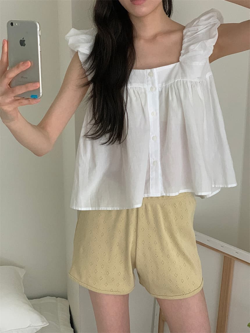재고 있음 cherry 부드러운 멩 연령 감소 달콤함 구름 넓은 어깨 민소매 맨위 작은 청신 조끼 전후 둘 착용 상세 이미지 24