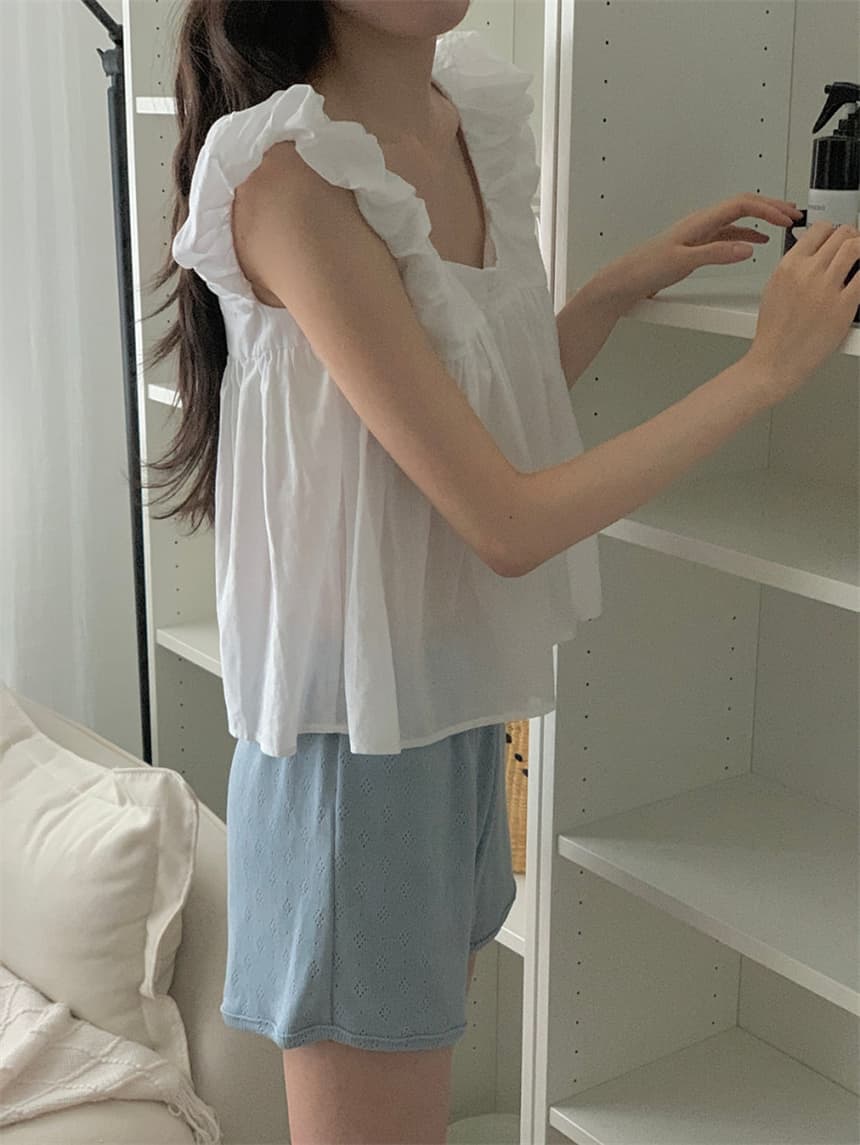 재고 있음 cherry 부드러운 멩 연령 감소 달콤함 구름 넓은 어깨 민소매 맨위 작은 청신 조끼 전후 둘 착용 상세 이미지 25