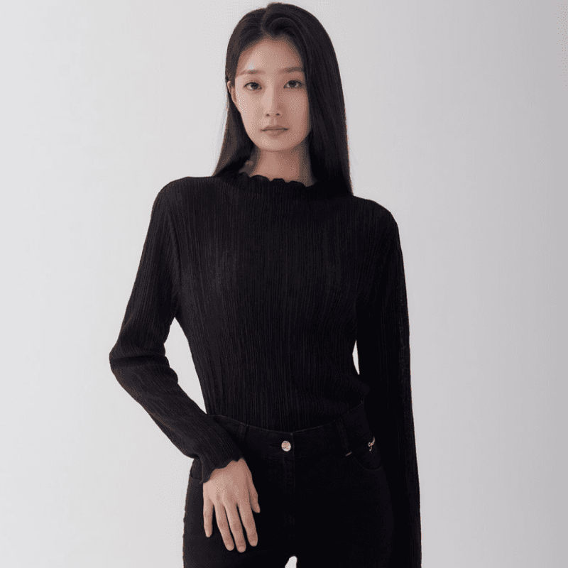 재고 있음 cherry 프랑스식 꽃잎 칼라 플리츠 출퇴근 부드러운 바람 질감 신축성 슬림해 보이는 기본 셔츠 긴팔 맨위 이미지 2