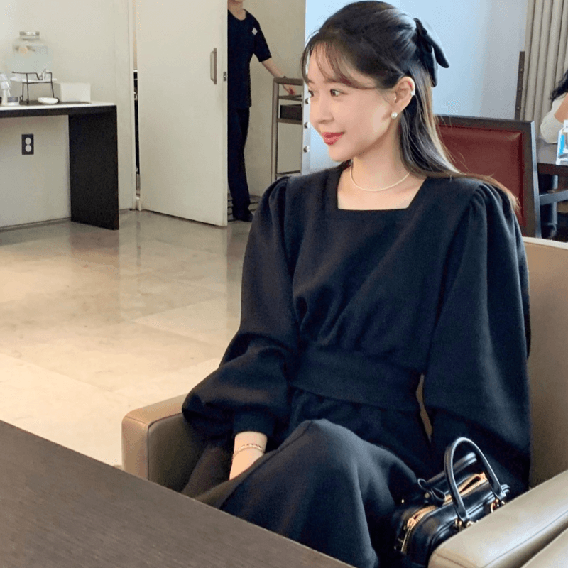 재고 있음 cherry 광장 칼라 허리 수축 쇼트 스타일 긴팔 후드티 밴딩 하이웨이스트 넓은 다리 운동 긴 바지 투피스 세트 이미지 4
