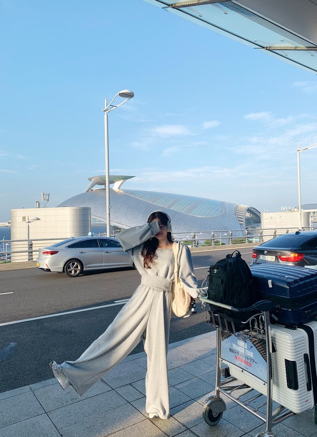 재고 있음 cherry 광장 칼라 허리 수축 쇼트 스타일 긴팔 후드티 밴딩 하이웨이스트 넓은 다리 운동 긴 바지 투피스 세트 상세 이미지 6