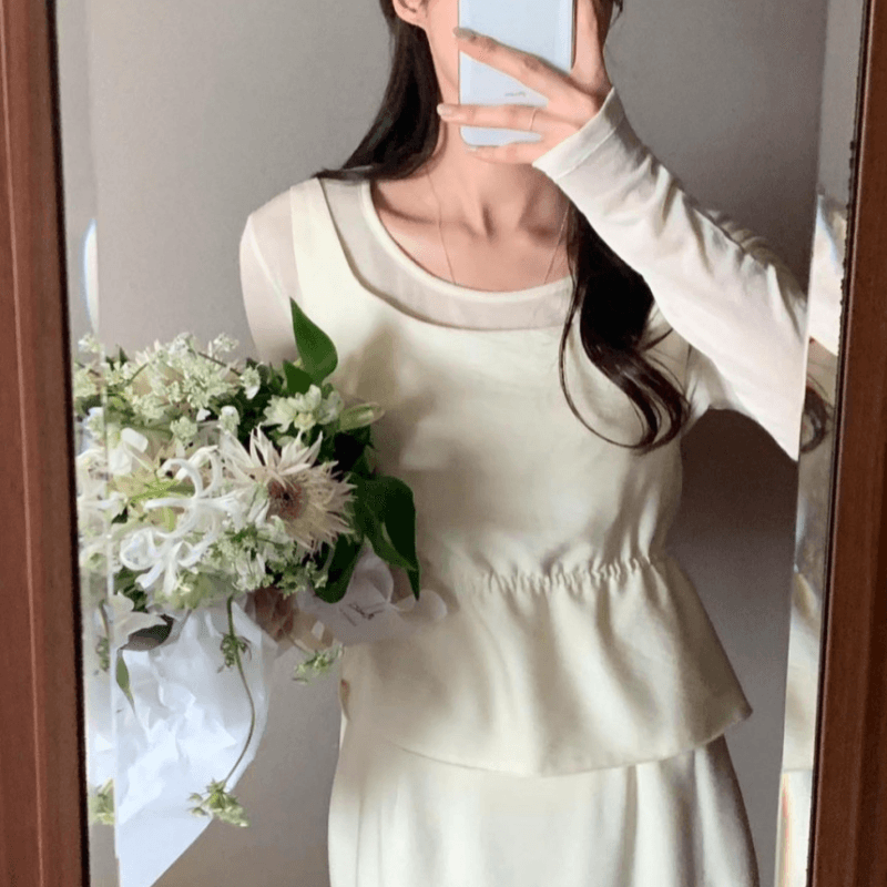 재고 있음 cherry 부드러운 바람 레이스업 허리 수축 나비 매듭 연꽃 잎 스택 착용 캐미솔 전후 둘 착용