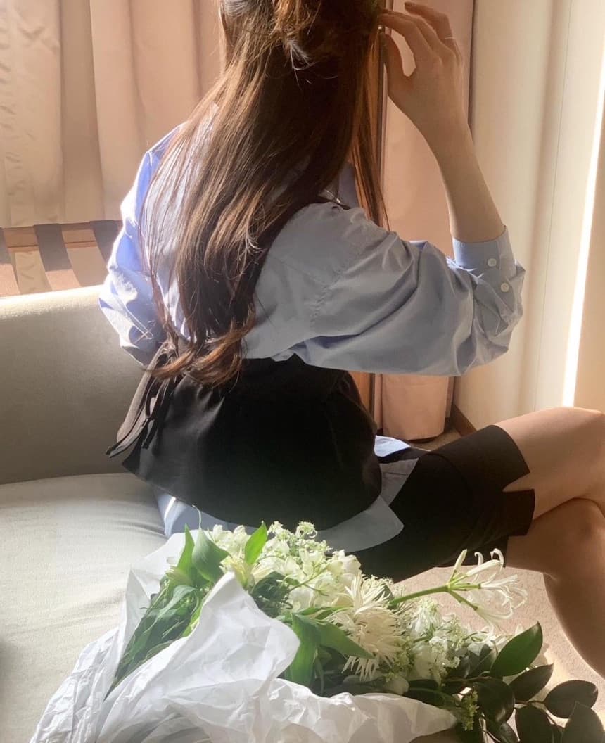 재고 있음 cherry 부드러운 바람 레이스업 허리 수축 나비 매듭 연꽃 잎 스택 착용 캐미솔 전후 둘 착용 상세 이미지 9