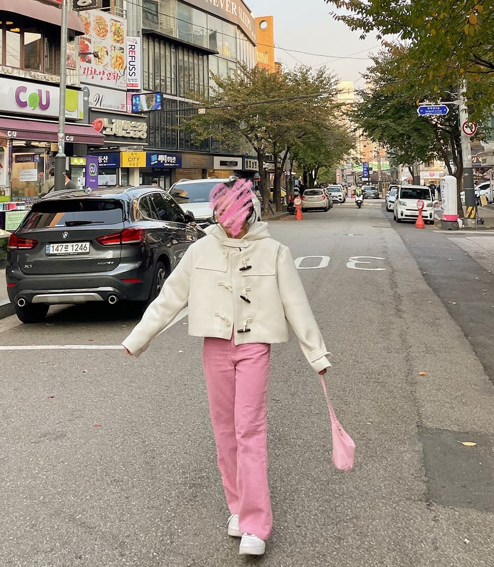 재고 있음 cherry 연령 감소 청춘 분위기 센스 소뿔 버클 패션 후드 디자인 루즈핏 다용도 울 코트 상세 이미지 9