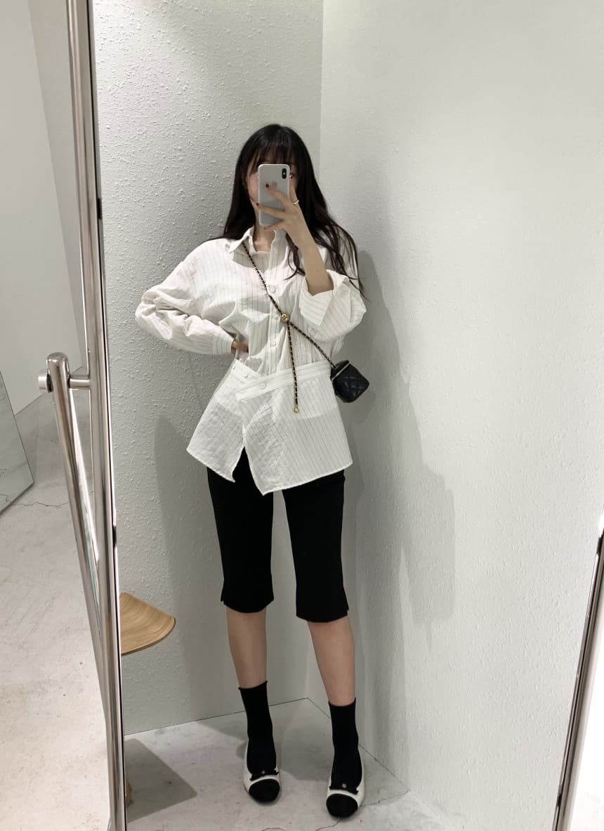 재고 있음 cherry 불규칙 수 있습니다. 조정 디자인 센스 허리 인감 느긋한 와 성별 스트라이프 긴팔 셔츠 투피스 세트 상세 이미지 22