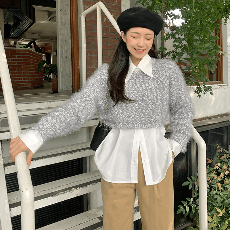 재고 있음 cherry 한 부서 디자인 센스 포인터 포인터 폴로 칼라 허리 수축 핀치 버클 다용도 스택 착용 캐주얼 긴팔 셔츠 맨위 이미지 4