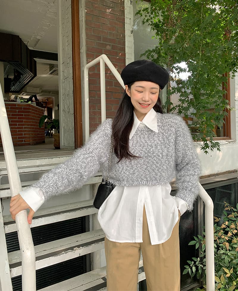 재고 있음 cherry 한 부서 디자인 센스 포인터 포인터 폴로 칼라 허리 수축 핀치 버클 다용도 스택 착용 캐주얼 긴팔 셔츠 맨위 상세 이미지 9