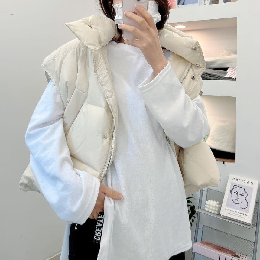 재고 있음 cherry 다용도 변경 가능 캐주얼 펌프 로프 허리 수축 두꺼운 면 후드 베스트 재킷 모자 수 있습니다. 철거 상세 이미지 2